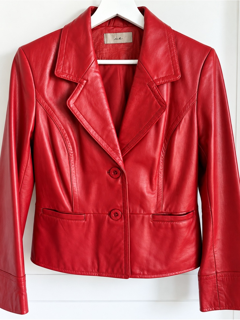 Red Leather Blazer Jacket - i.e.